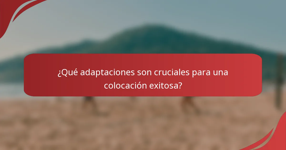 ¿Qué adaptaciones son cruciales para una colocación exitosa?